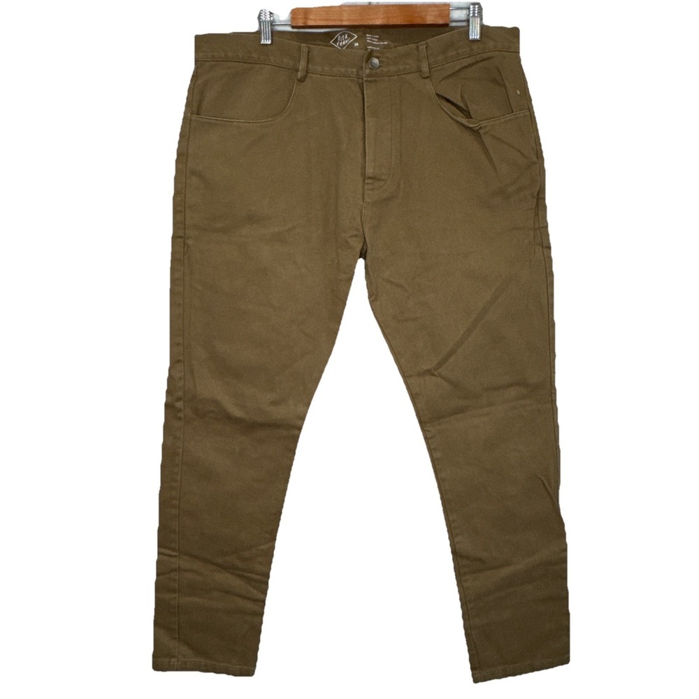Alex Crane Men's Beige Canvas Button‎ Fly Slim Leg Cotton Jeans Pants Size 36